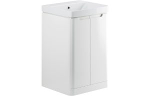 Iona 500mm 2 Door Floor Standing Cloakroom Basin Unit - White Gloss