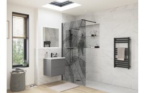 Amber 1200mm Black Leaf Design Wetroom Panel