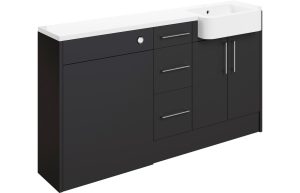 Series 1542mm Basin  WC & 3 Drawer Unit Pack (LH) - Matt Graphite Grey