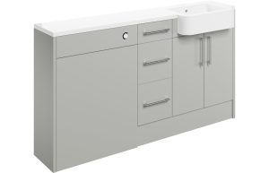 Series 1542mm Basin  WC & 3 Drawer Unit Pack (LH) - Light Grey Gloss