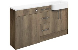 Series 1542mm Basin  WC & 3 Drawer Unit Pack (LH) - Nebraska Oak