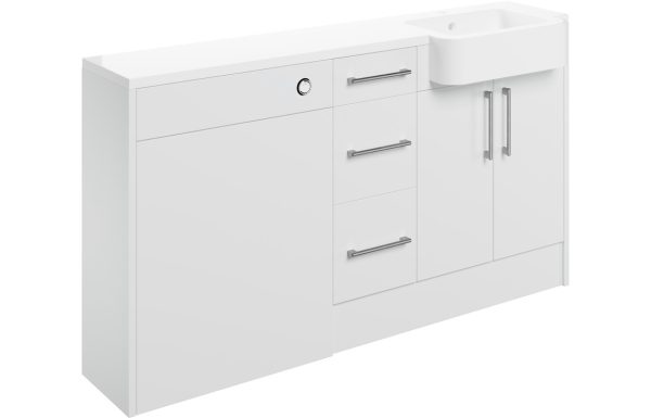 Series 1542mm Basin  WC & 3 Drawer Unit Pack (LH) - White Gloss