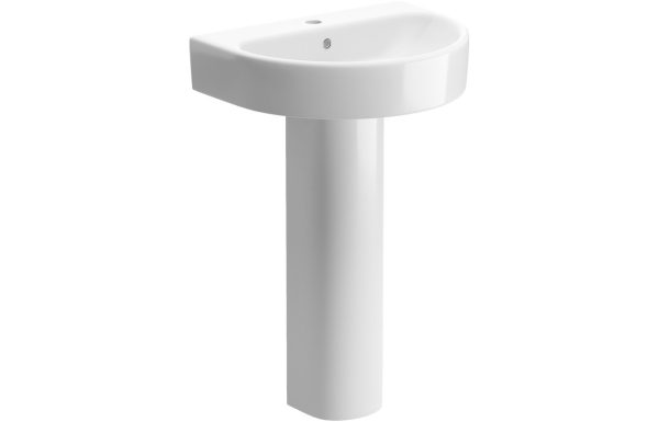 Quantro 555x430mm 1TH Basin & Full Pedestal