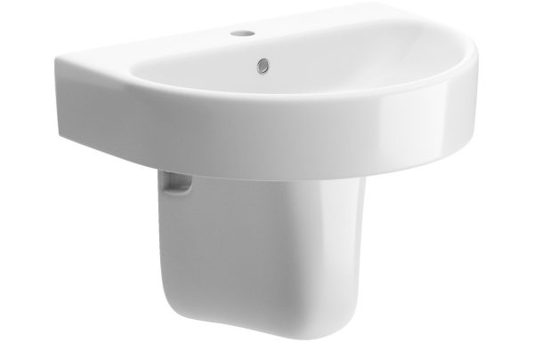 Quantro 555x430mm 1TH Basin & Semi Pedestal