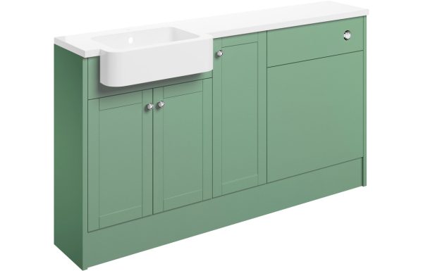 Aria 1542mm Basin  WC & 1 Door Unit Pack (RH) - Matt Sage Green