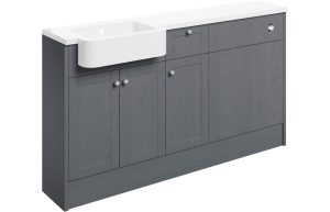 Aria 1542mm Basin  WC & 1 Drawer  1 Door Unit Pack (RH) - Grey Ash