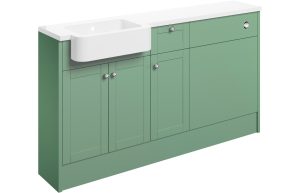 Aria 1542mm Basin  WC & 1 Drawer  1 Door Unit Pack (RH) - Matt Sage Green