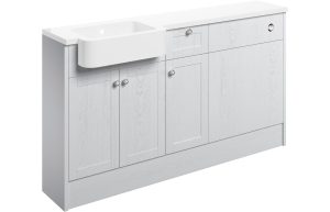 Aria 1542mm Basin  WC & 1 Drawer  1 Door Unit Pack (RH) - Satin White Ash