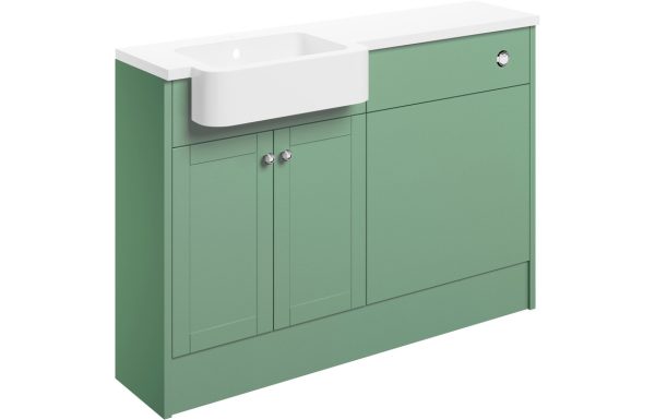 Aria 1242mm Basin & WC Unit Pack (RH) - Matt Sage Green