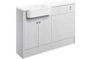 Aria 1242mm Basin & WC Unit Pack (RH) - Satin White Ash