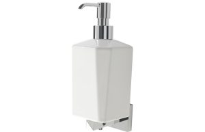 Travis Wall Mounted Soap Dispenser - Chrome & White