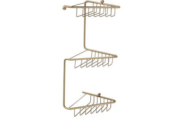 Sara 3-Tier Corner Shower Storage - Brushed Brass