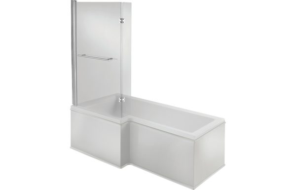 Willow L Shape SUPERCAST 1700x850x560mm 0TH Shower Bath Pack (LH)