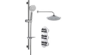 Neptune Shower Pack Four - Two Outlet Triple Shower Valve with Riser & Overhead Kit