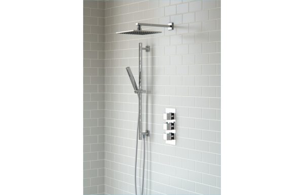 Leo Shower Pack Three - Two Outlet Triple Shower Valve with Riser & Overhead Kit