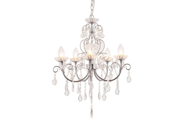 Maddison 5 Arm Chandelier Ceiling Light - Chrome