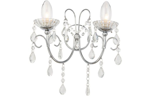 Maddison 2 Arm Chandelier Wall Light - Chrome