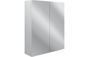 Aria 600mm 2 Door Mirrored Wall Unit - Satin White Ash