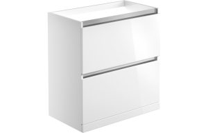 Cara 800mm 2 Drawer Floor Standing Basin Unit (No Top) - White Gloss