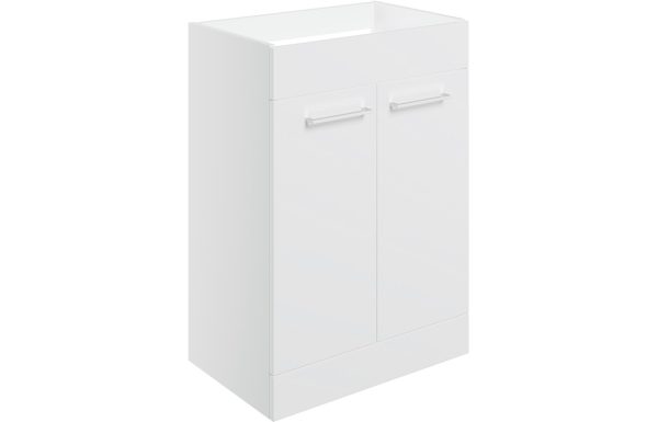 Jarva 590mm Floor Standing 2 Door Basin Unit (No Top) - White Gloss