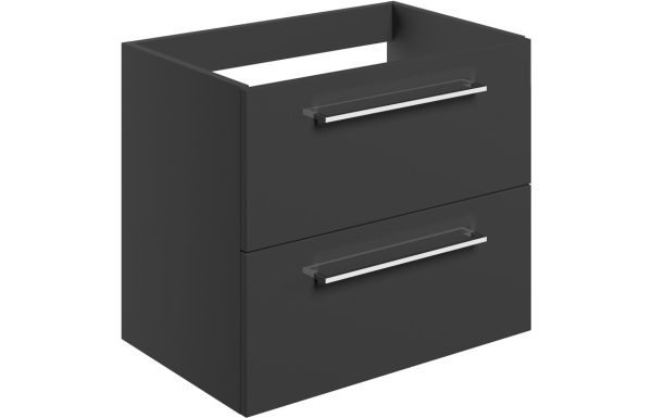 Jarva 590mm Wall Hung 2 Drawer Basin Unit (No Top) - Anthracite Gloss