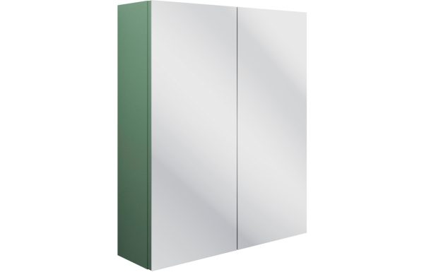 Aria 600mm 2 Door Mirrored Wall Unit - Matt Sage Green