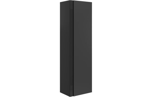 Layered 350mm Wall Hung 1 Door Tall Unit - Matt Black & Glass