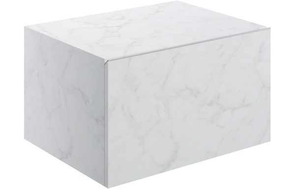 Pure 600mm Wall Hung Storage Drawer - White Marble