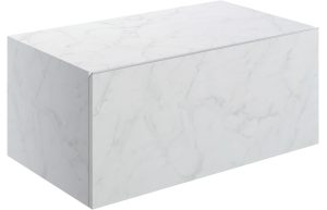 Pure 800mm Wall Hung Storage Drawer - White Marble