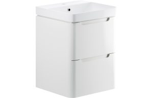 Iona 500mm 2 Drawer Wall Hung Cloakroom Basin Unit - White Gloss