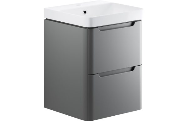 Iona 500mm 2 Drawer Wall Hung Cloakroom Basin Unit - Matt Grey