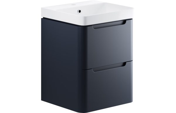 Iona 500mm 2 Drawer Wall Hung Cloakroom Basin Unit - Matt Indigo