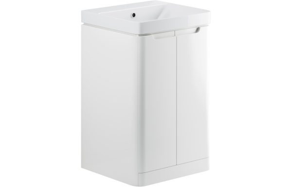 Iona 500mm 2 Door Floor Standing Cloakroom Basin Unit - White Gloss