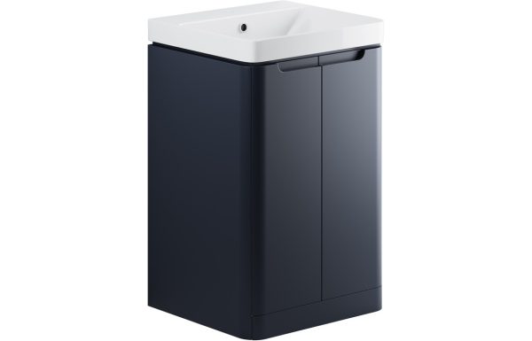 Iona 500mm 2 Door Floor Standing Cloakroom Basin Unit - Matt Indigo