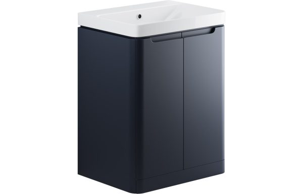 Iona 600mm 2 Door Floor Standing Basin Unit - Matt Indigo