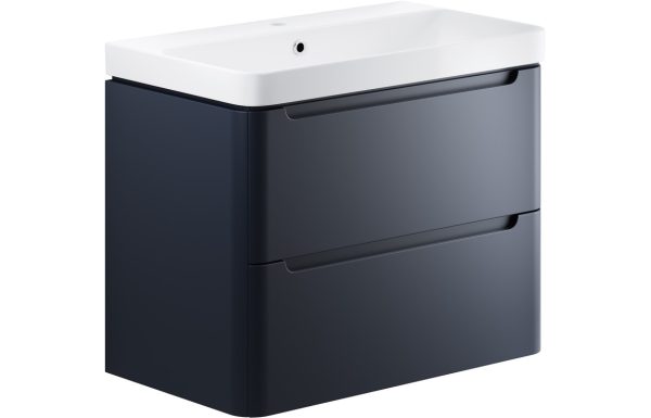 Iona 800mm 2 Drawer Wall Hung Basin Unit - Matt Indigo