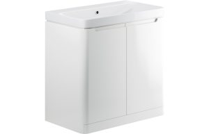 Iona 800mm 2 Door Floor Standing Basin Unit - White Gloss