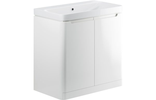 Iona 800mm 2 Door Floor Standing Basin Unit - White Gloss