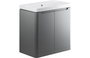 Iona 800mm 2 Door Floor Standing Basin Unit - Matt Grey