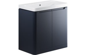 Iona 800mm 2 Door Floor Standing Basin Unit - Matt Indigo