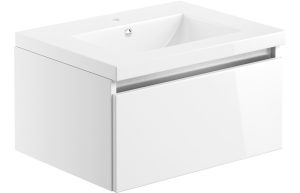 Cara 615mm 1 Drawer Wall Hung Basin Unit Inc. Basin - White Gloss