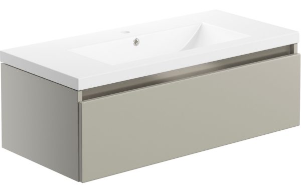 Cara 815mm 1 Drawer Wall Hung Basin Unit Inc. Basin - Latte