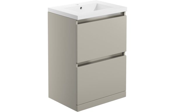 Cara 615mm 2 Drawer Floor Standing Basin Unit Inc. Basin - Latte