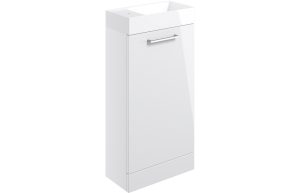 Jarva 410mm Floor Standing 1 Door Basin Unit & Basin - White Gloss