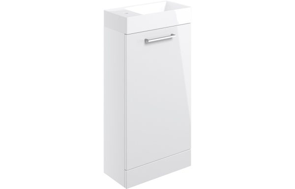 Jarva 410mm Floor Standing 1 Door Basin Unit & Basin - White Gloss