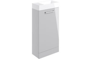 Jarva 410mm Floor Standing 1 Door Basin Unit & Basin - Grey Gloss