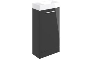 Jarva 410mm Floor Standing 1 Door Basin Unit & Basin - Anthracite Gloss