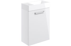 Jarva 410mm Wall Hung 1 Door Basin Unit & Basin - White Gloss