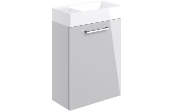 Jarva 410mm Wall Hung 1 Door Basin Unit & Basin - Grey Gloss