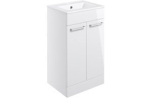 Jarva 510mm Floor Standing 2 Door Basin Unit & Basin - White Gloss